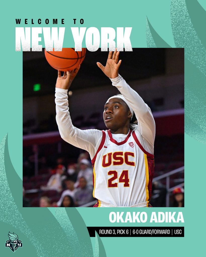 New York Liberty Select USC’s Okako Adika With No. 30 Pick in 2023 WNBA ...