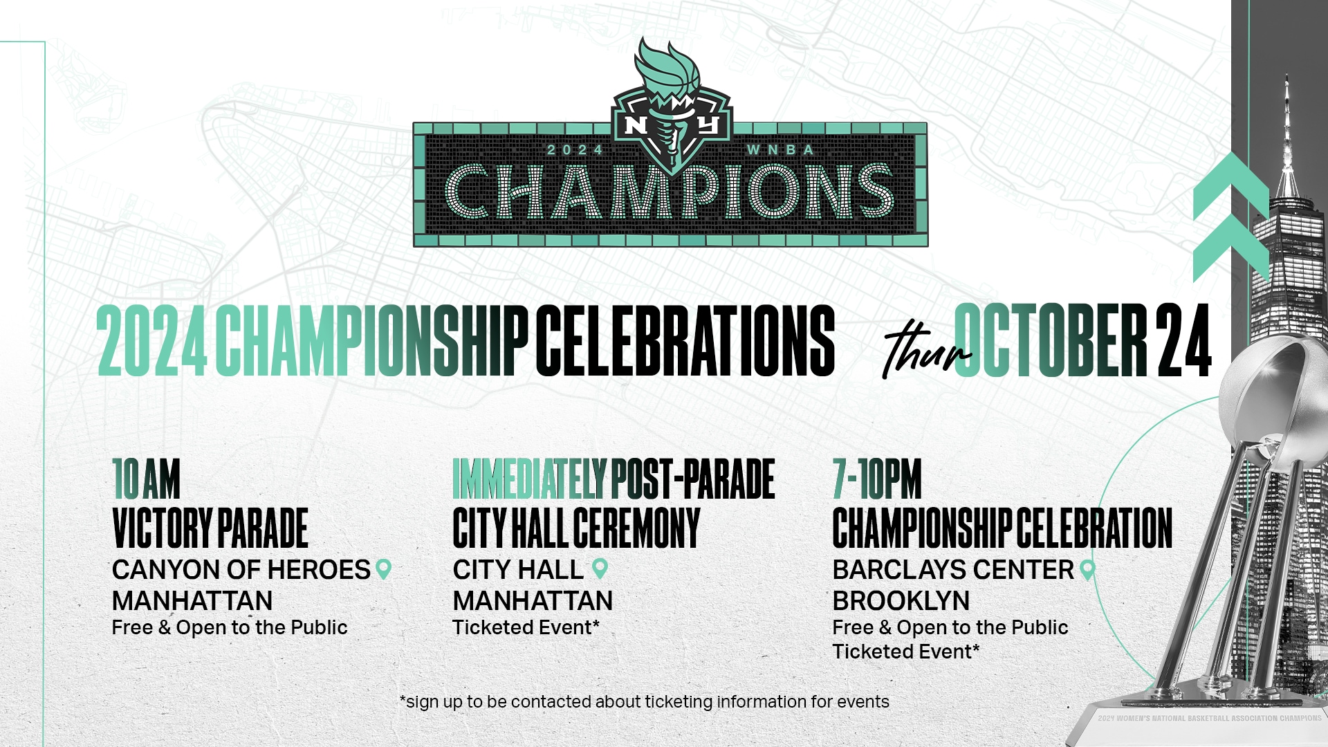 New York Liberty To Celebrate First WNBA Championship in Franchise History With Parade in New York City This Thursday, Oct. 24