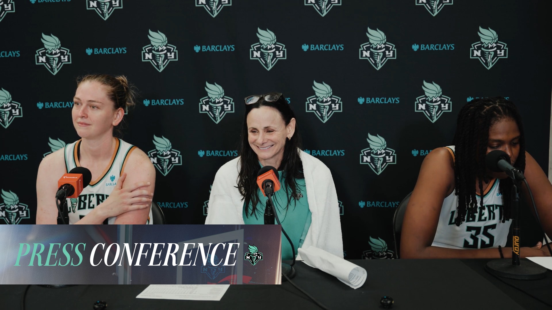 Emma Meesseman, Jonquel Jones & Coach Sandy Brondello | Post Game Press Conference | Aug 12, 2025