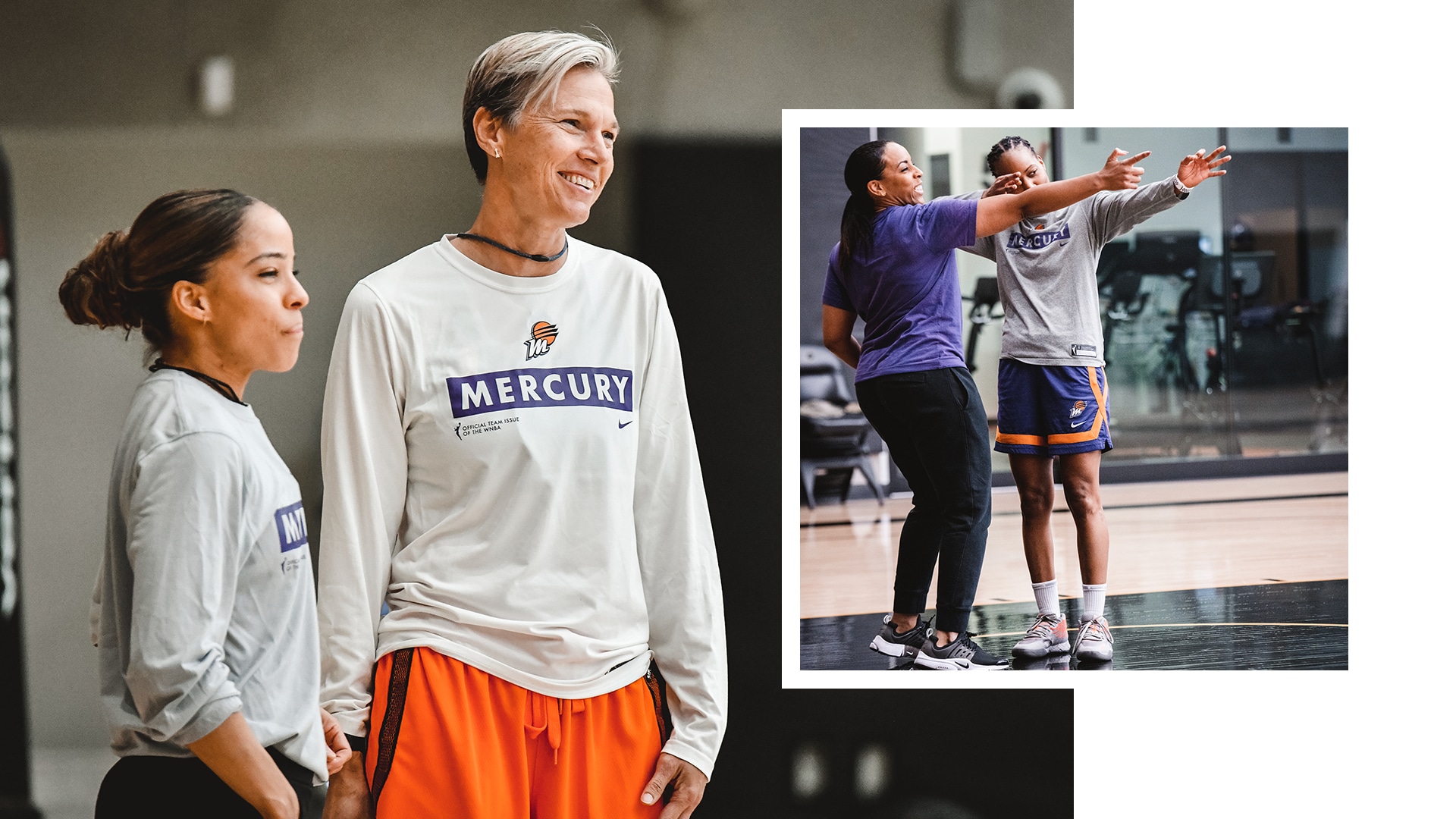 Photos of Cinnamon Lister - Assistant Coach, Vanessa Nygaard - Head Coach and Shey Peddy of Phoenix Mercury