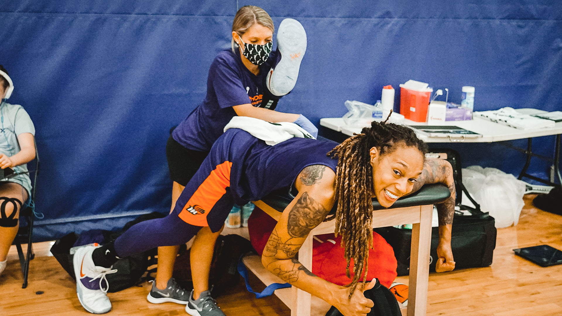 Brittney Griner with Head Athletic Trainer and Physical Therapist Hannah Wengertsman