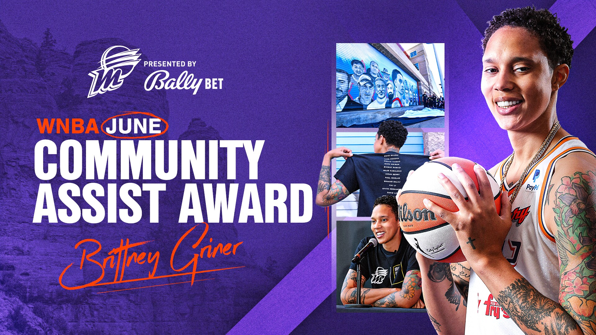 BRITTNEY GRINER RECEIVES WNBA CARES COMMUNITY ASSIST AWARD FOR JUNE
