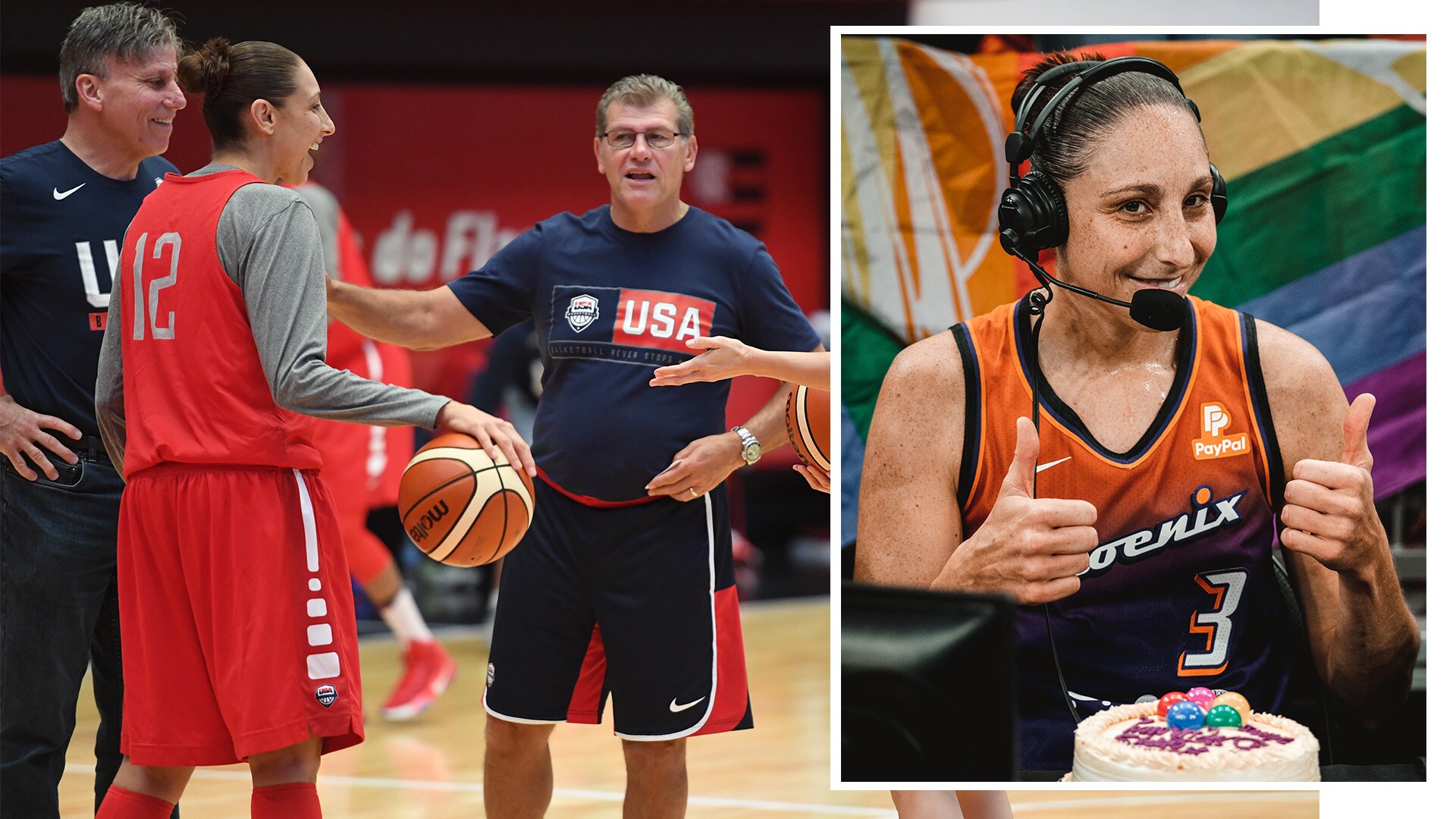 Diana Taurasi and Geno Auriemma