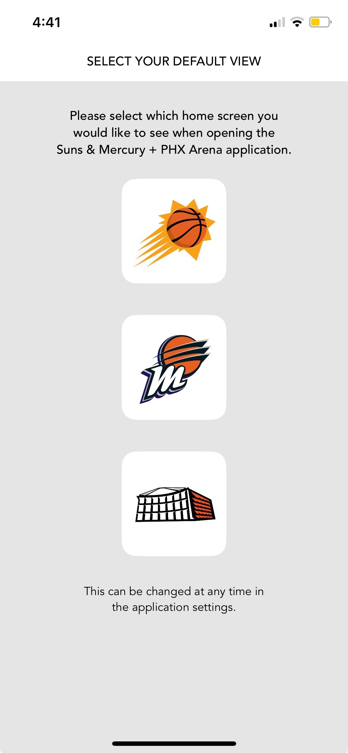 Screen Shot of Suns-Mercury-PHX Arena App select content