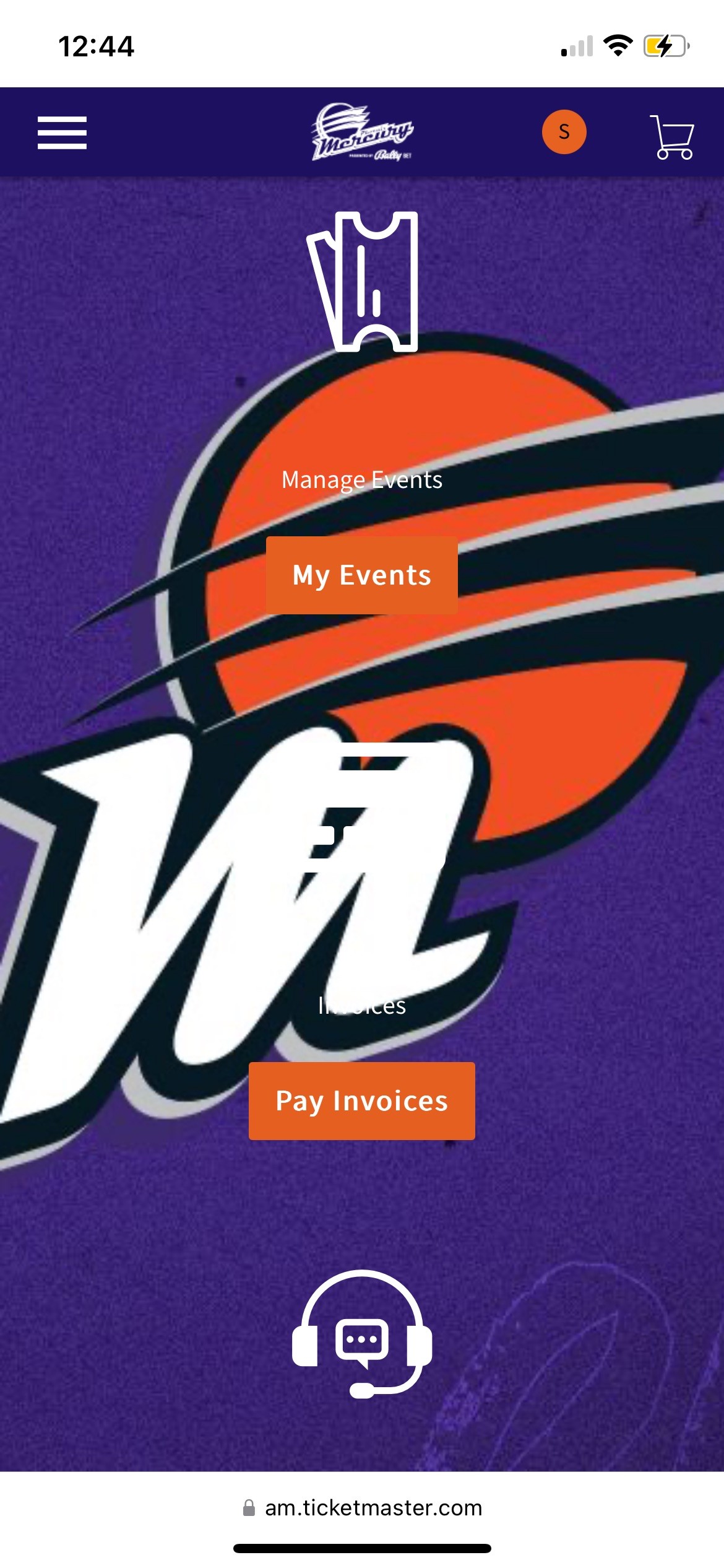 Screen Shot of ticketmaster webview - events