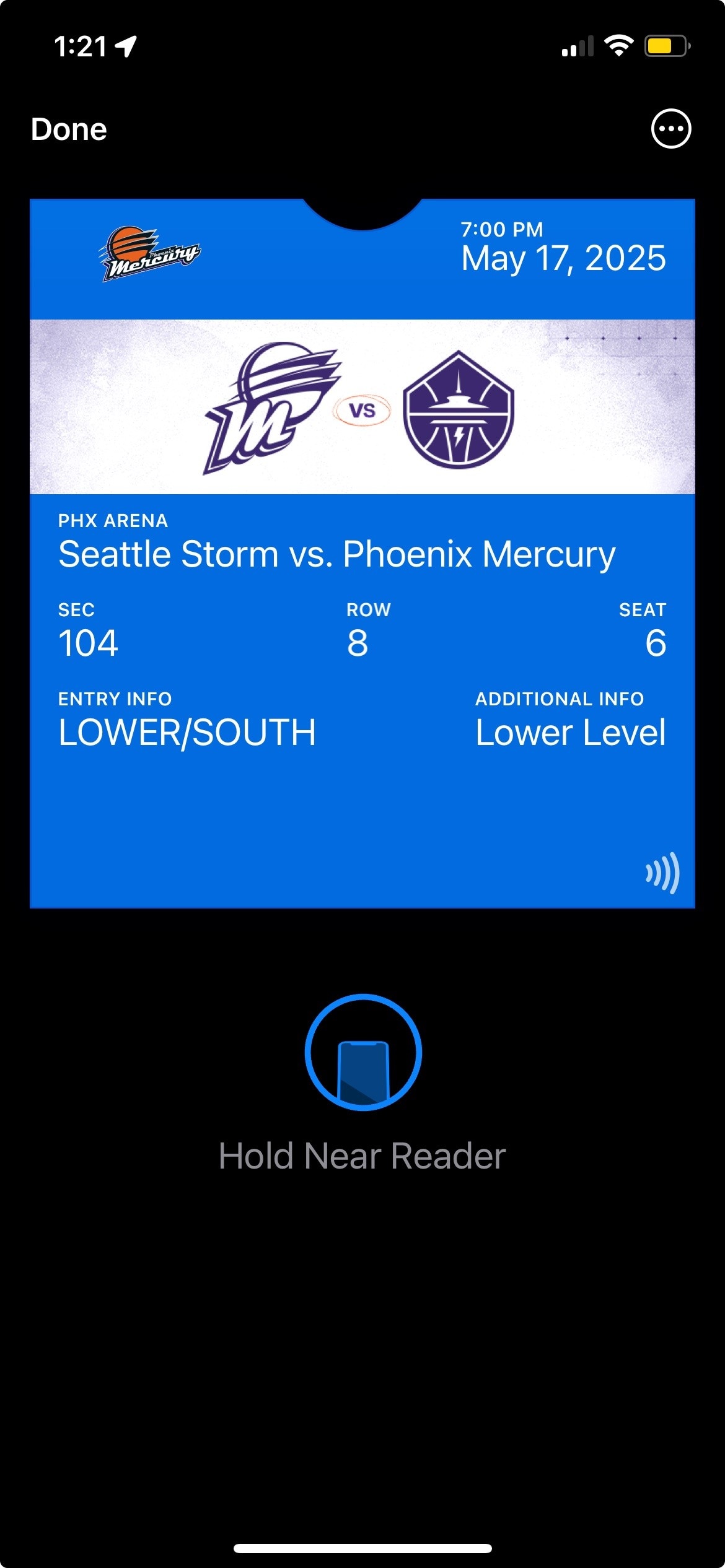 Screen Shot of tickets in wallet