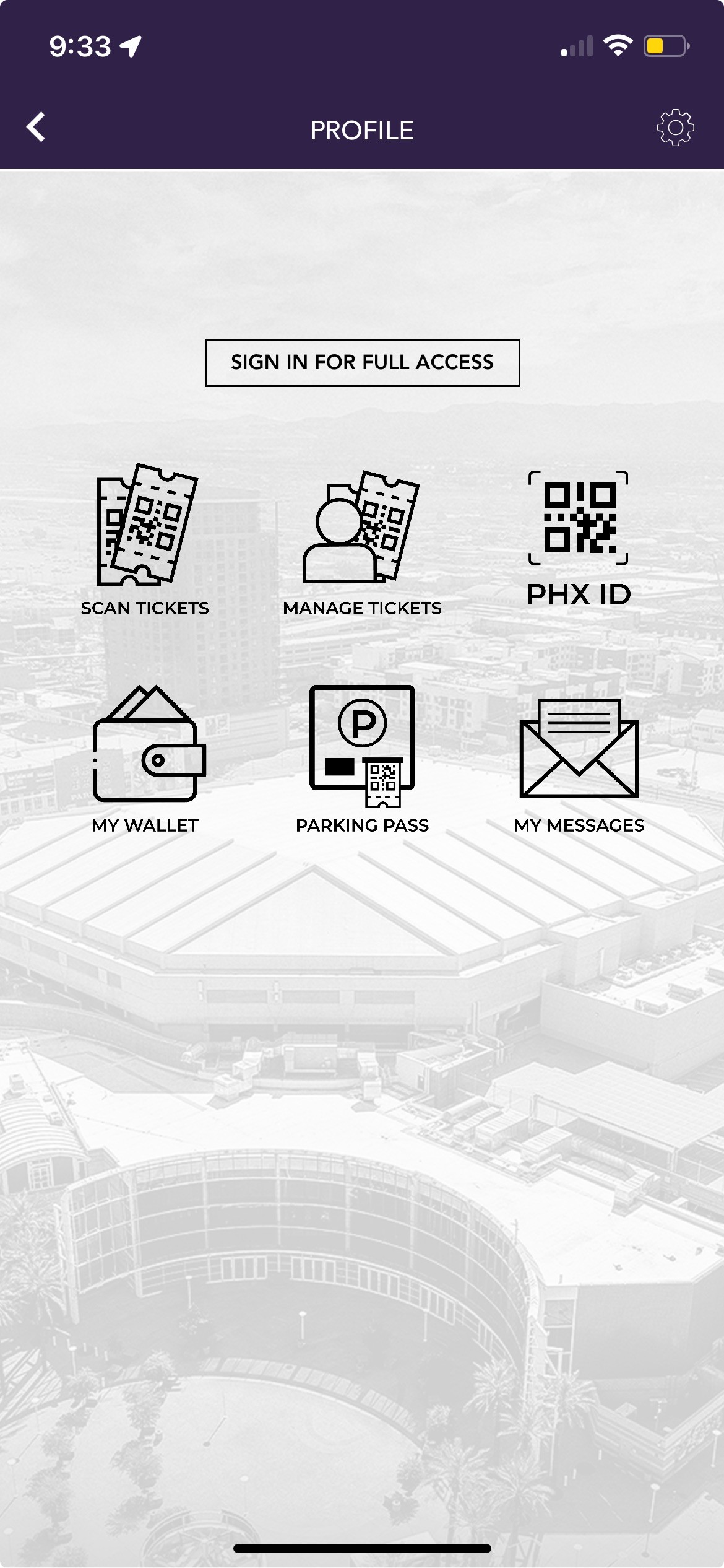 Screen Shot of Suns-Mercury-PHX Arena App login page
