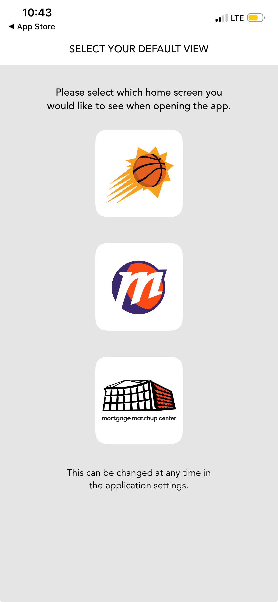 Screen Shot of Suns-Mercury-Mortgage Matchup Center App select content