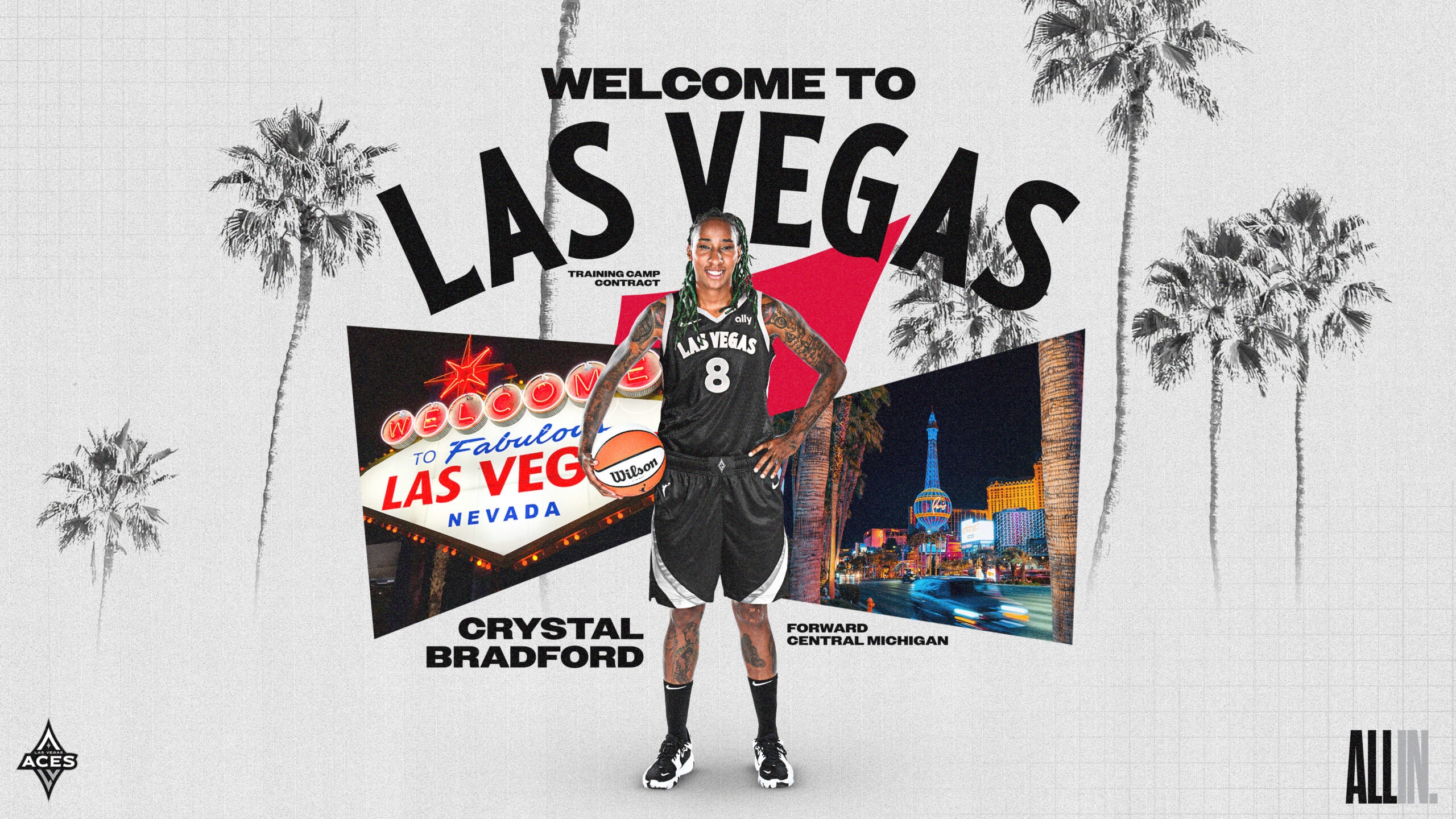 Las Vegas Aces Sign Crystal Bradford to Training Camp Contract