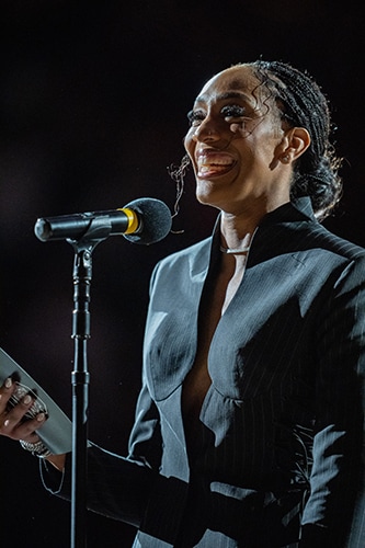 A'ja Wilson's University of South Carolina jersey retirement ceremony.