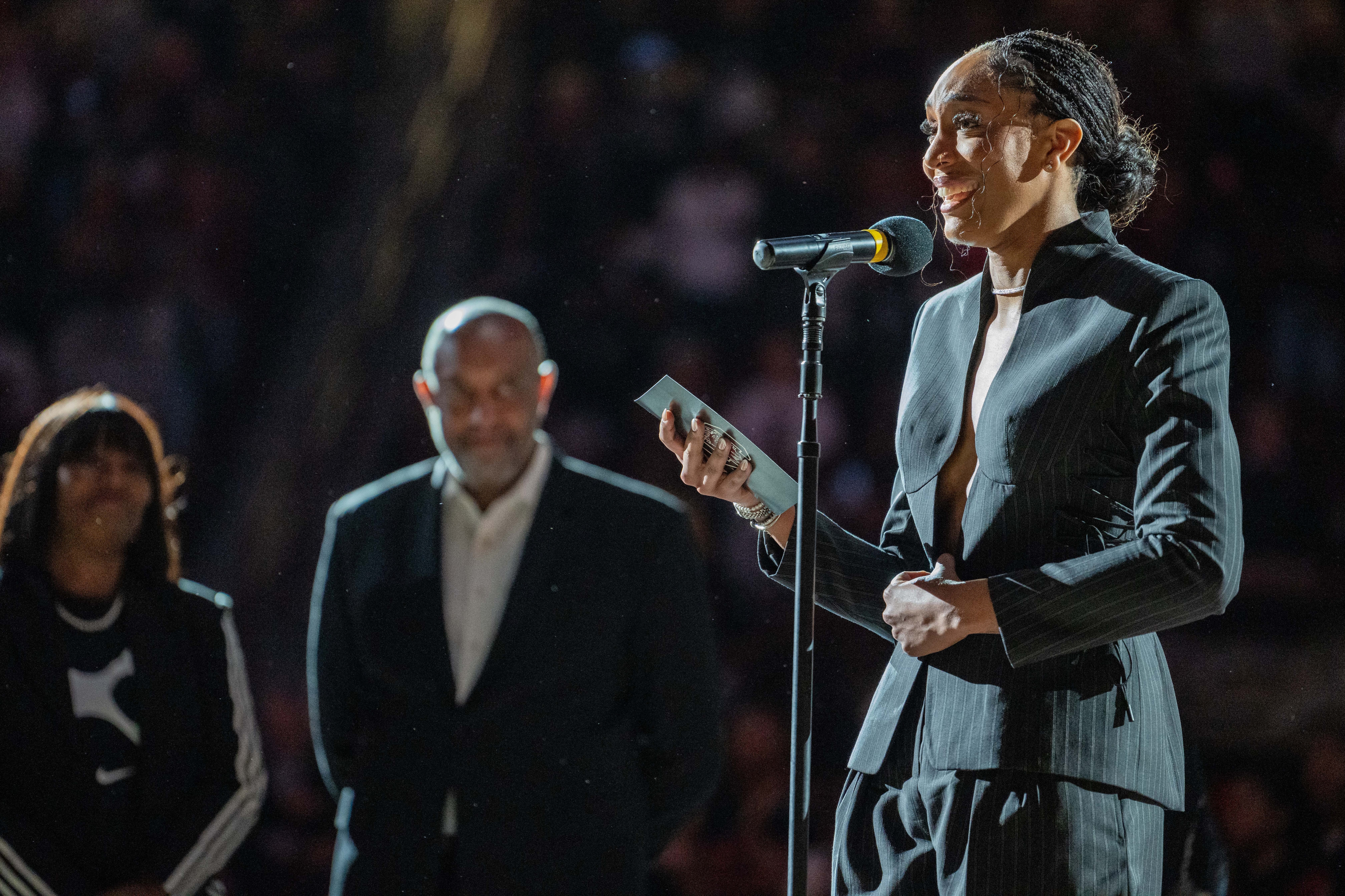 A'ja Wilson's University of South Carolina jersey retirement ceremony.
