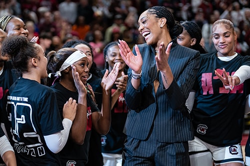A'ja Wilson's University of South Carolina jersey retirement ceremony.