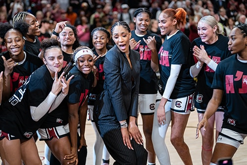 A'ja Wilson's University of South Carolina jersey retirement ceremony.