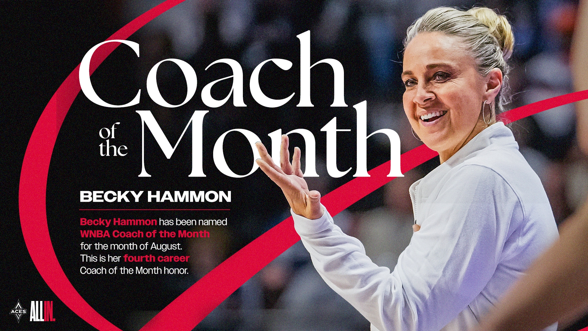 Becky Hammon Earns WNBA Coach of the Month Award for August 2025