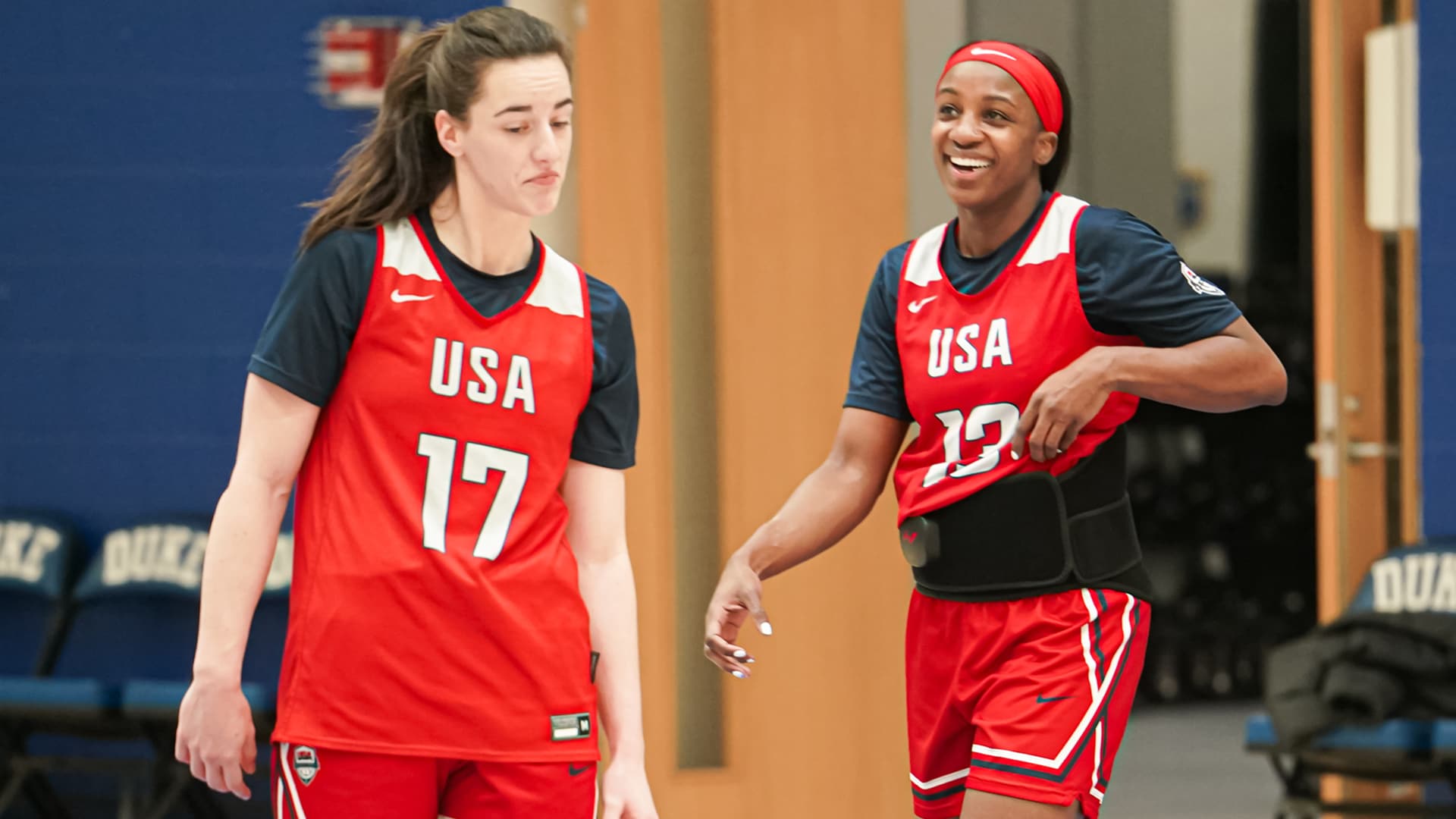 Chelsea Gray and Jackie Young at the December 2025 USA Women's National Team Training Camp (Photo Credit: USA Basketball)