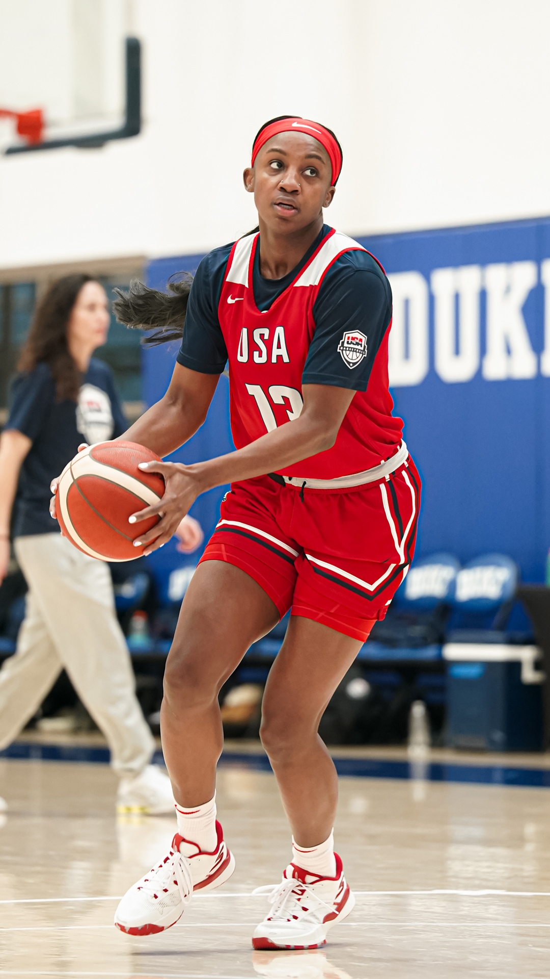 Chelsea Gray and Jackie Young at the December 2025 USA Women's National Team Training Camp (Photo Credit: USA Basketball)