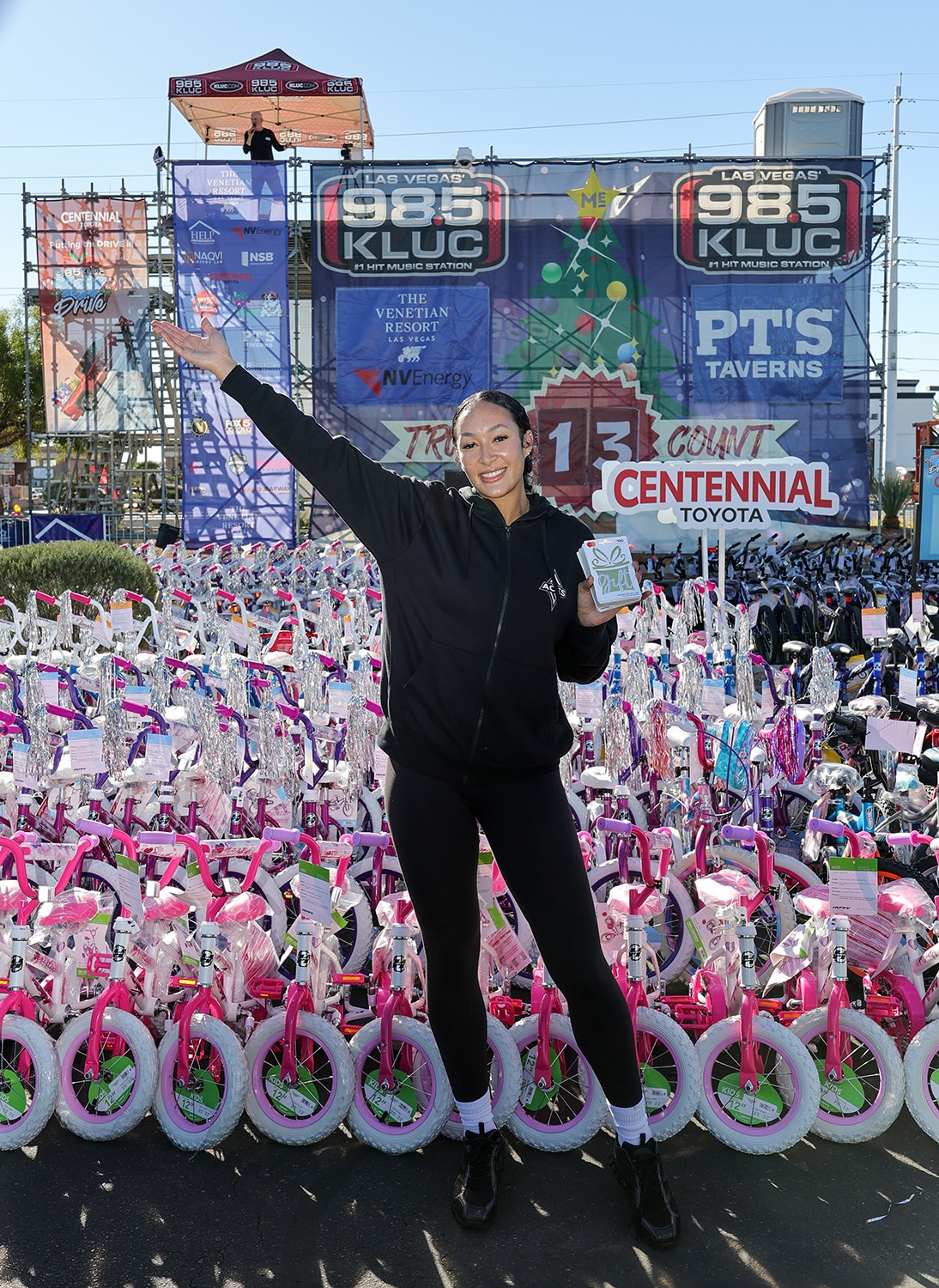 Aaliyah Nye with Chet Buchanan on the scaffolding.