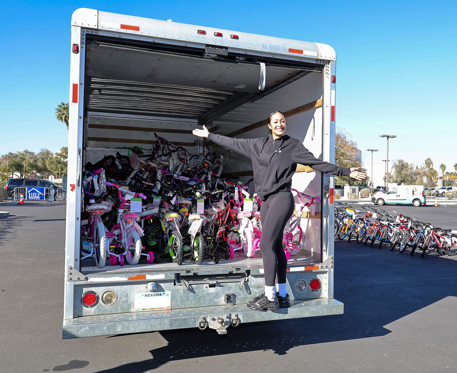 Aaliyah Nye showing off the bikes