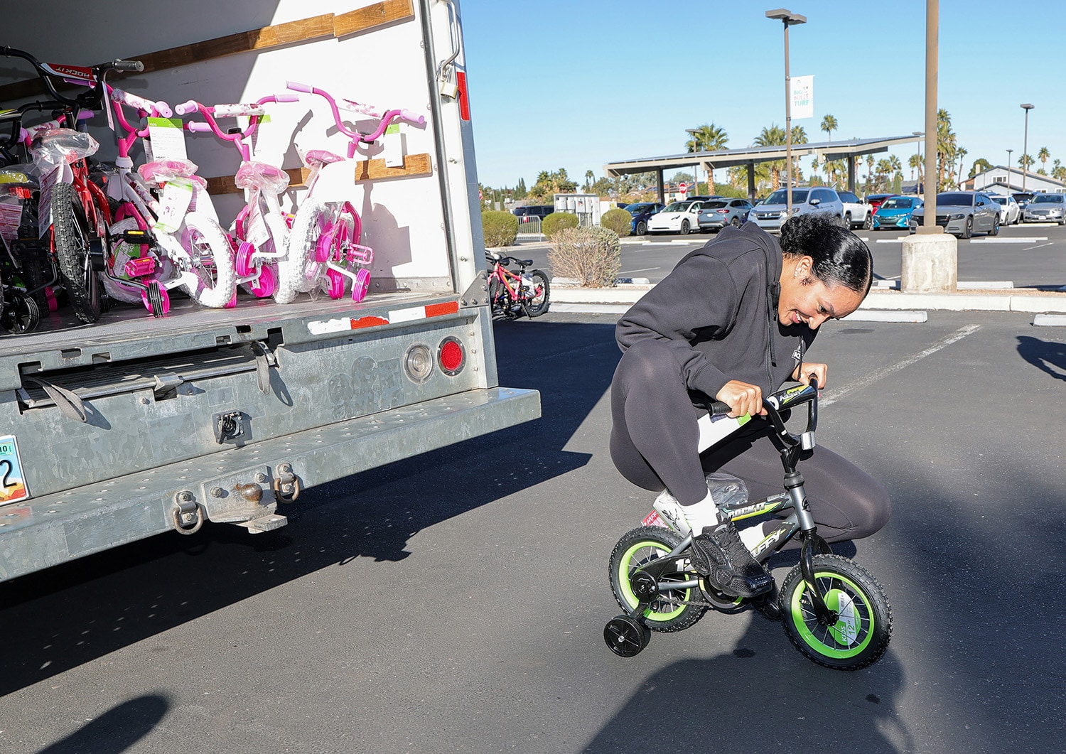 Aaliyah Nye has to make sure each bike works!