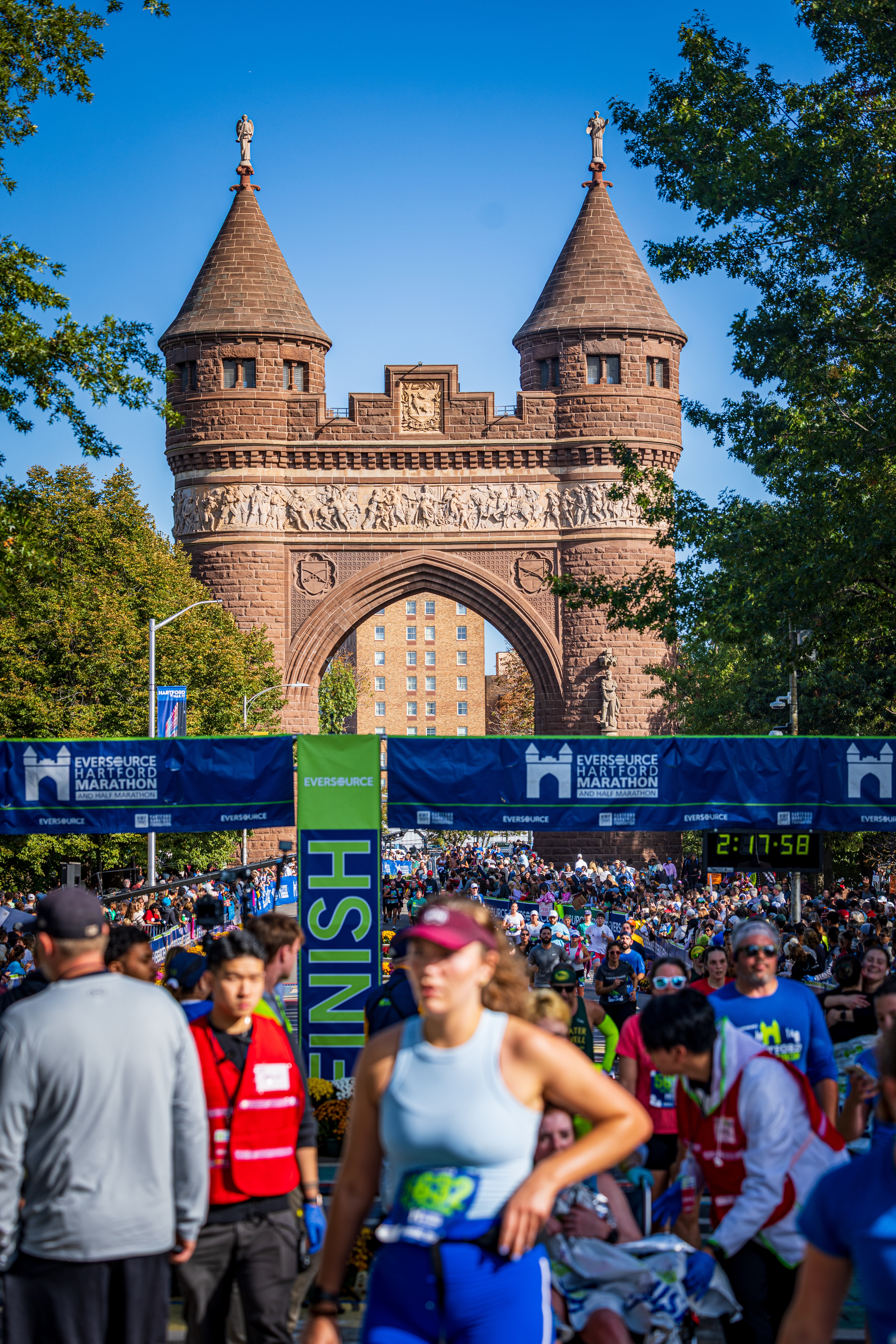 Aaliyah Edwards and Olivia Nelson-Ododa at the Eversource Hartford Marathon