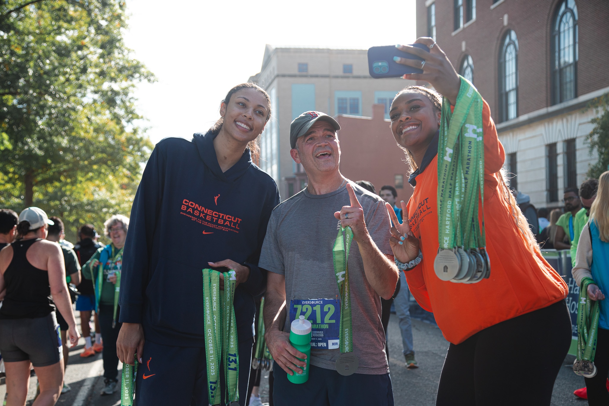 Aaliyah Edwards and Olivia Nelson-Ododa at the Eversource Hartford Marathon