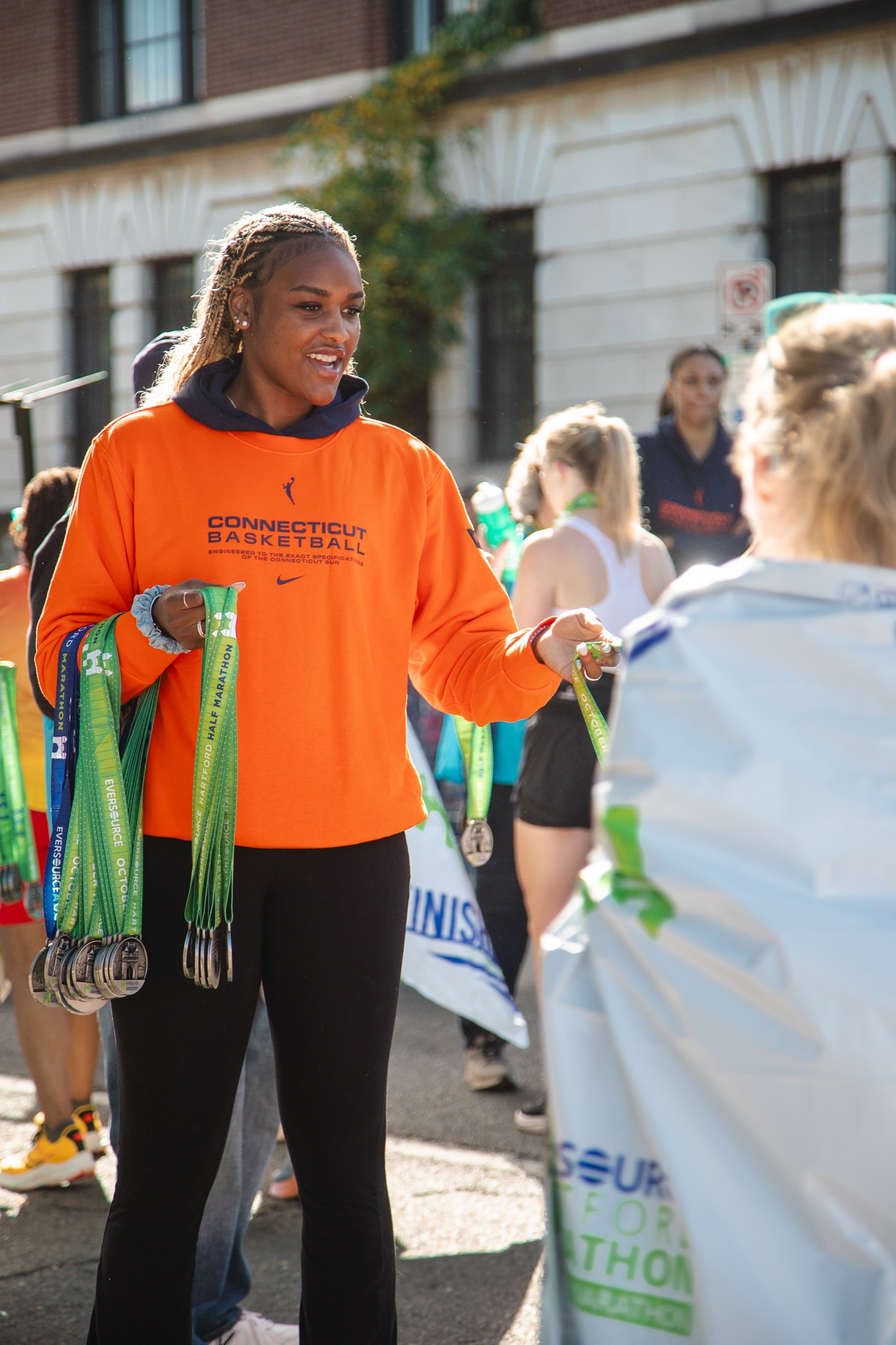 Aaliyah Edwards and Olivia Nelson-Ododa at the Eversource Hartford Marathon