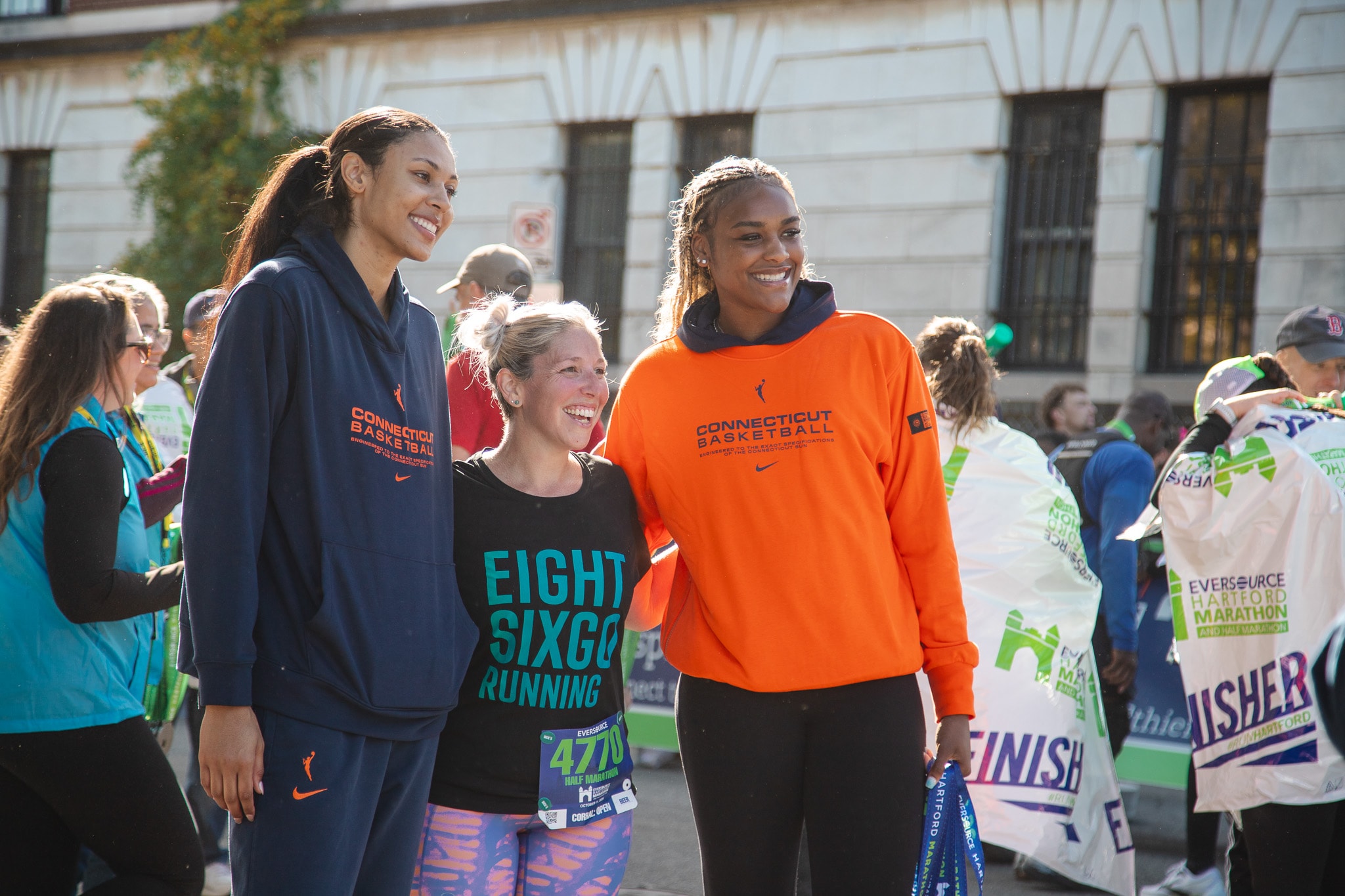 Aaliyah Edwards and Olivia Nelson-Ododa at the Eversource Hartford Marathon