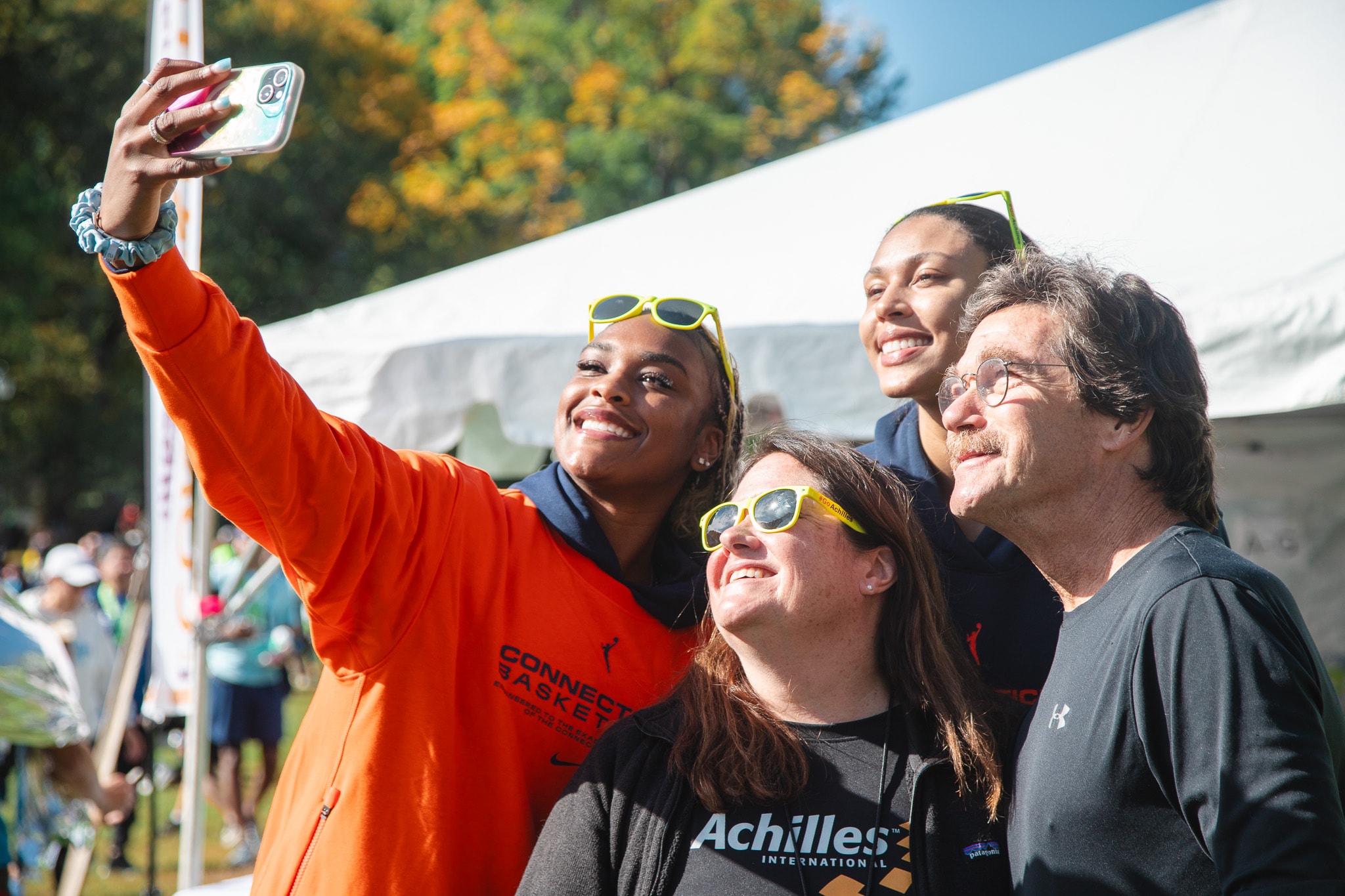 Aaliyah Edwards and Olivia Nelson-Ododa at the Eversource Hartford Marathon
