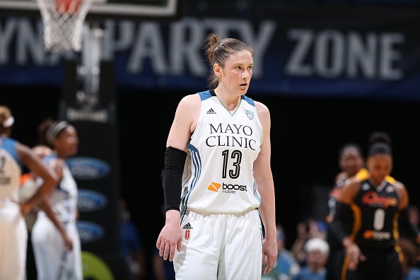 MINNEAPOLIS, MN - JUNE 5: Lindsay Whalen #13 of the Minnesota Lynx looks on against the Tulsa Shock during the season opener of their WNBA game on June 5, 2015 at Target Center in Minneapolis, Minnesota. NOTE TO USER: User expressly acknowledges and agrees that, by downloading and or using this Photograph, user is consenting to the terms and conditions of the Getty Images License Agreement. Mandatory Copyright Notice: Copyright 2015 NBAE (Photo by David Sherman/NBAE via Getty Images)