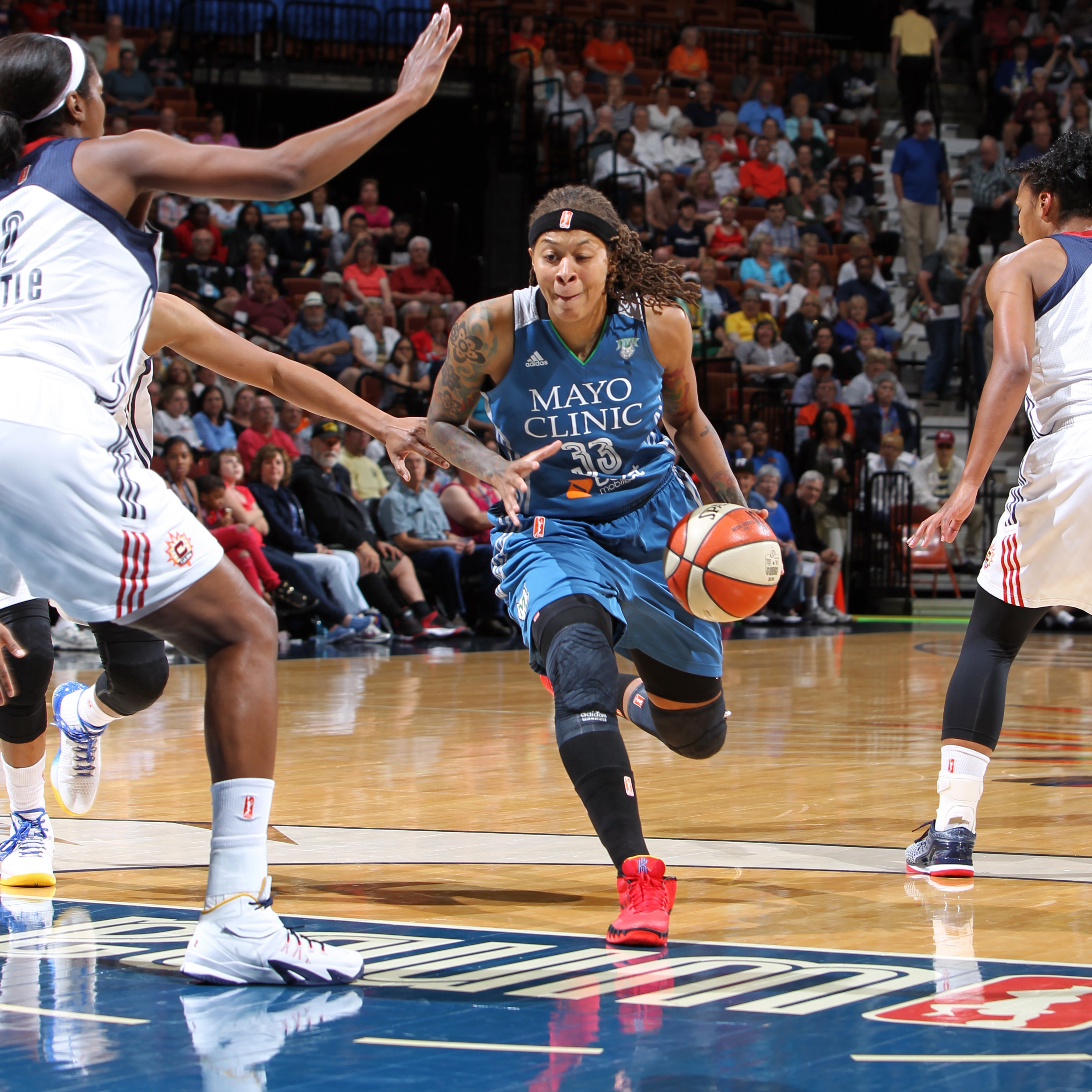 Augustus, with forward Maya Moore, combined to score 14 straight points for the Lynx in the fourth quarter last night. Augustus finished with 21 points and five assists.
