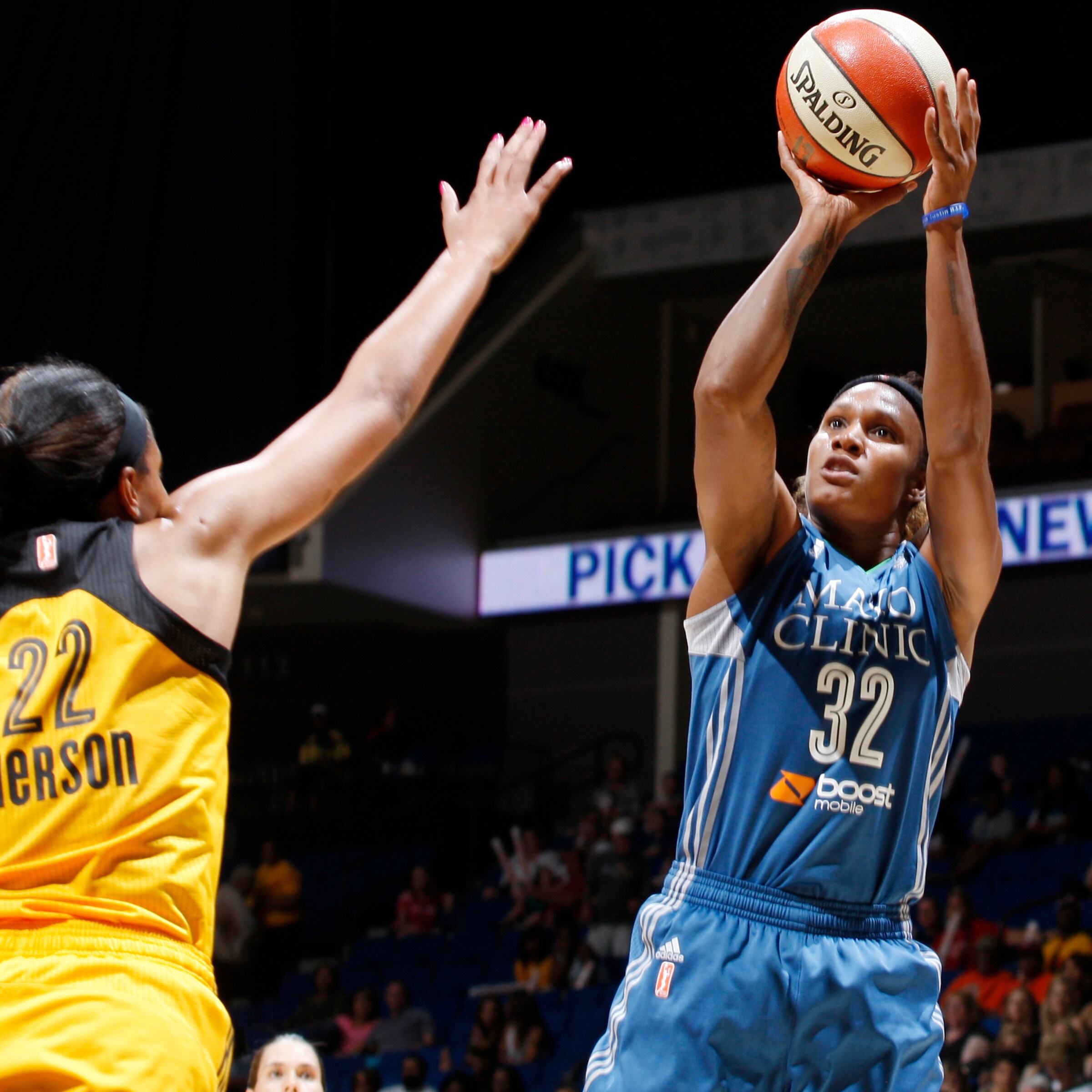 Lynx forward Rebekkah Brunson helped her team on both ends of the floor, scoring 12 points and grabbing 13 rebounds, as well as slowing down Tulsa's post players defensively.