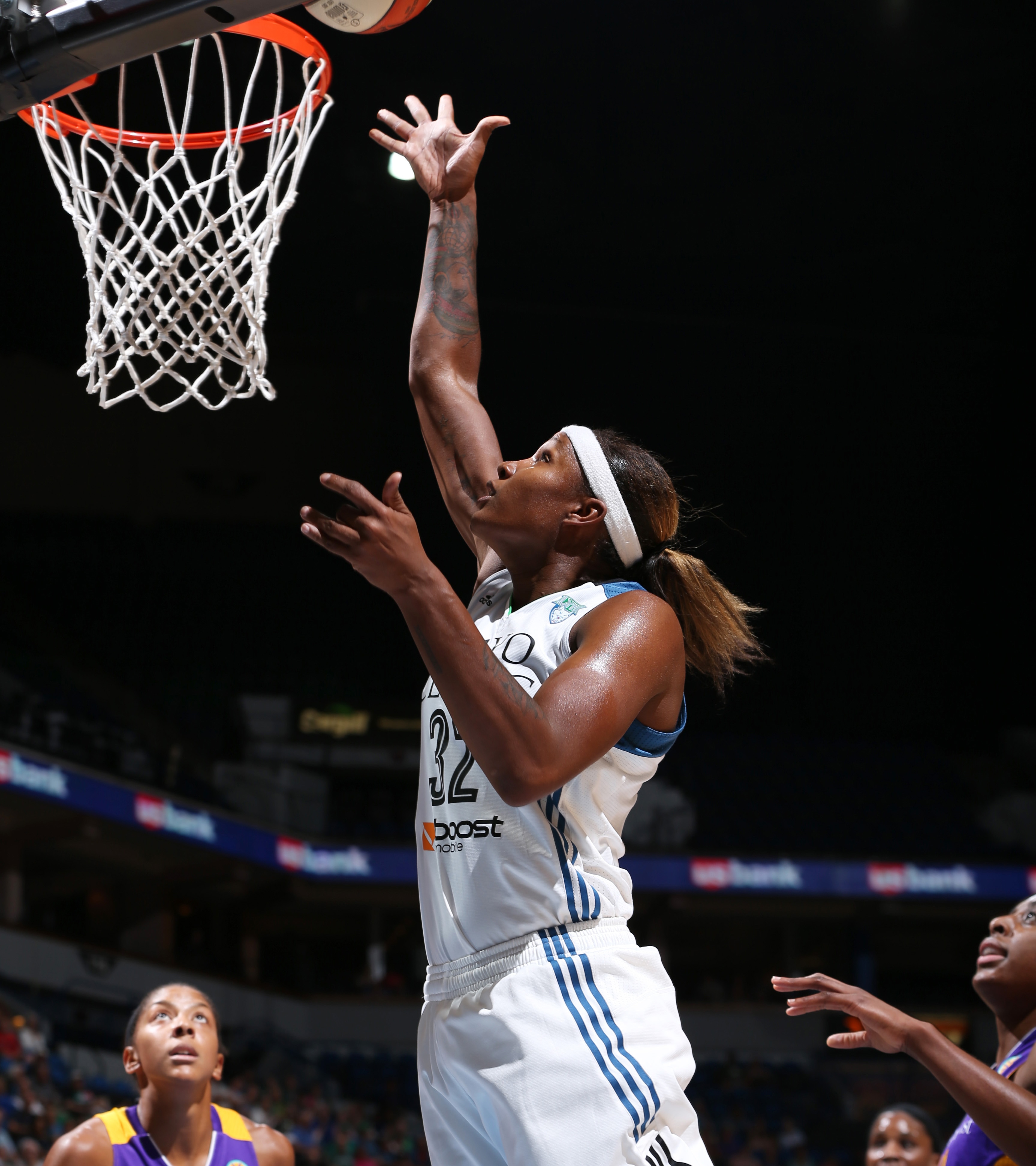 Lynx forward Rebekkah Brunson had a quiet night offensively, finishing with just three points and seven rebounds, but played well defensively keeping Sparks star Candace Parker in-check and snatching three steals.