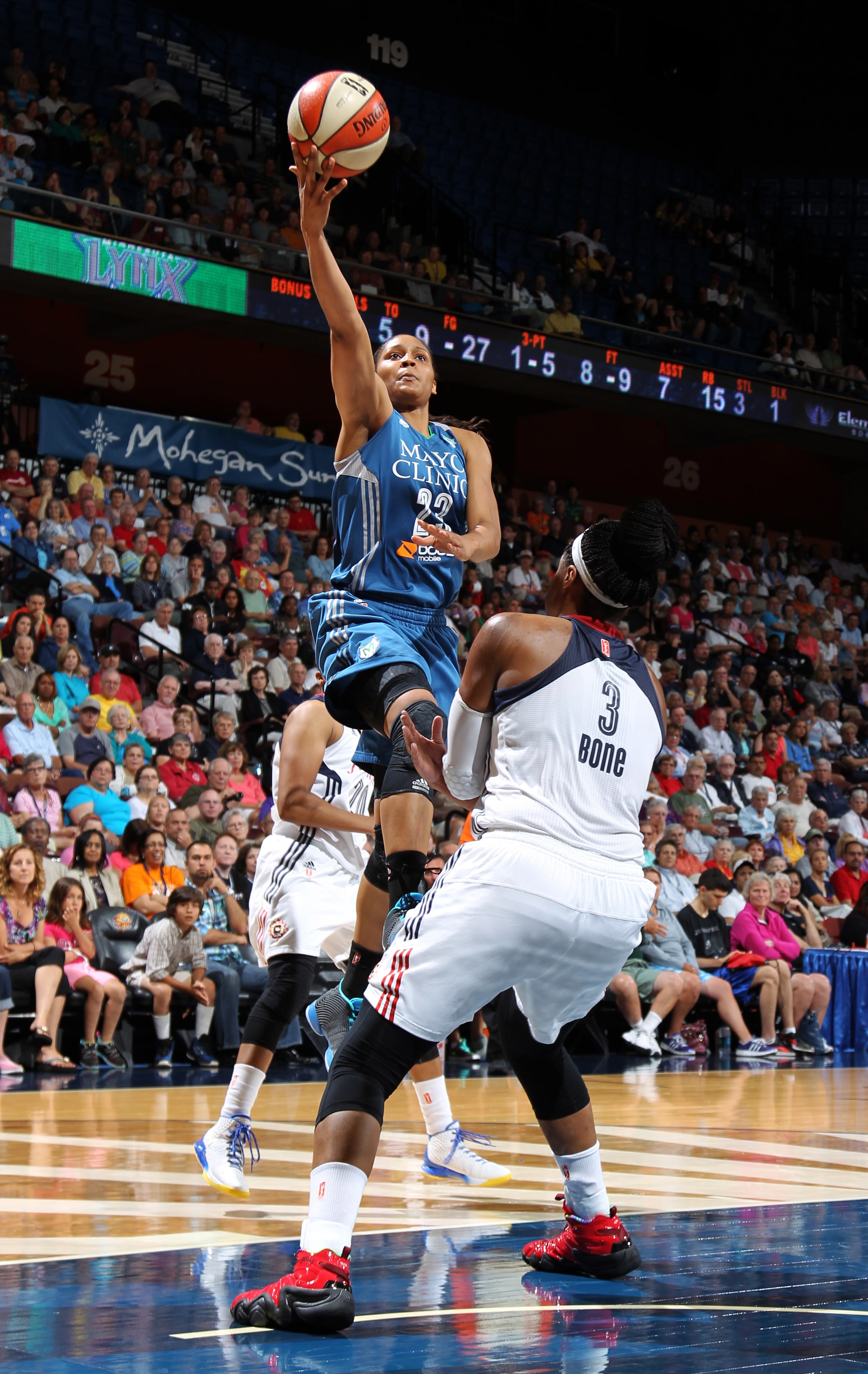 Moore was stellar once again for Minnesota, finishing with a game-high 26 points on 8-of-14 shooting (57 percent) including 4-of-7 from beyond the arc. It was the fifth straight game in which Moore has scored 20+ points. Moore also added seven rebounds, five assists and two blocked shots in the Lynx victory.