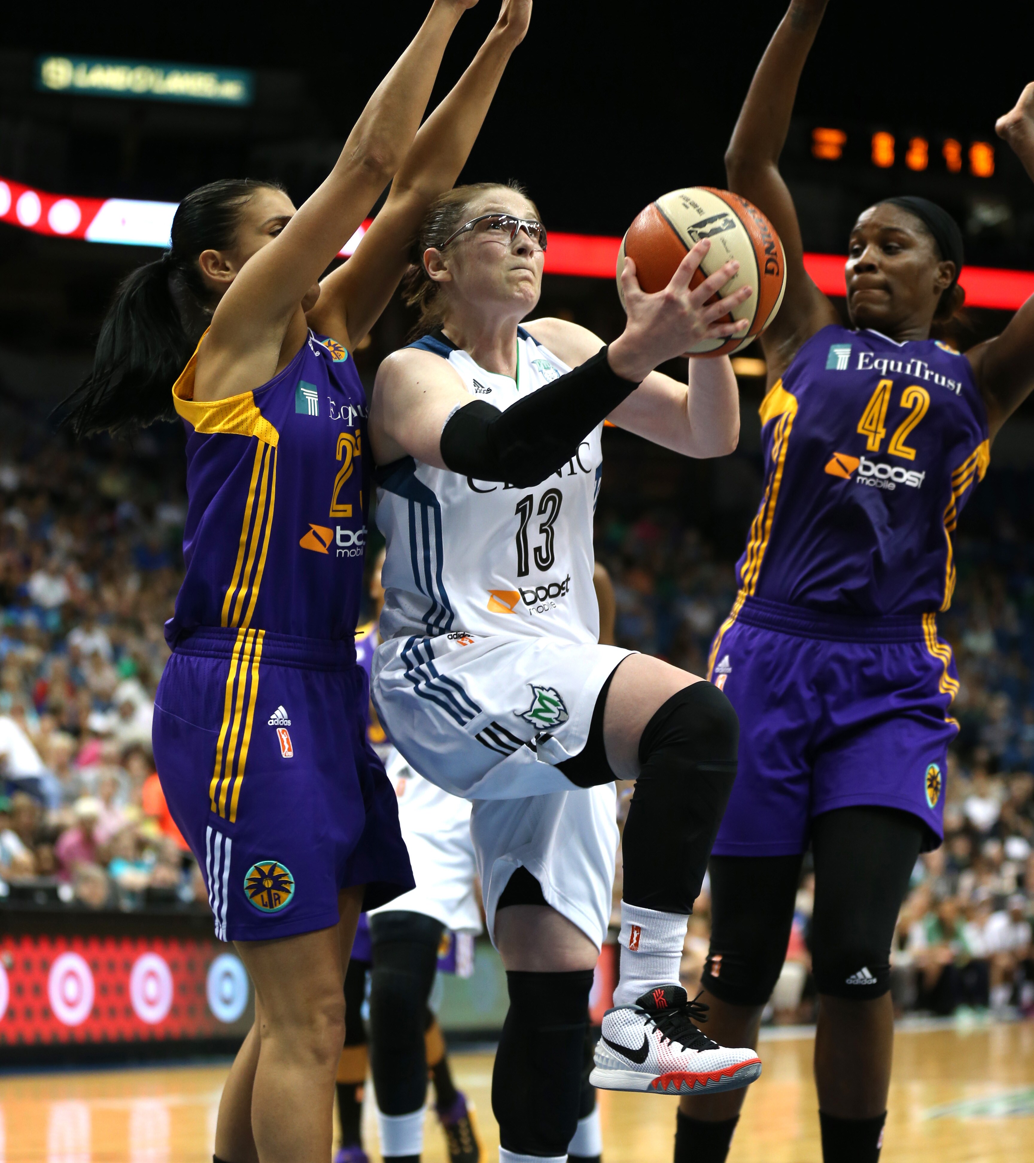 Lynx guard Lindsay Whalen was spectacular against the Sparks. Playing in her first game back from an eye injury, Whalen made dazzling passes, showed great leadership and scored timely baskets, including a jaw-dopping reverse layup that ignited the Target Center. Whalen finished with 24 points and six assists.
