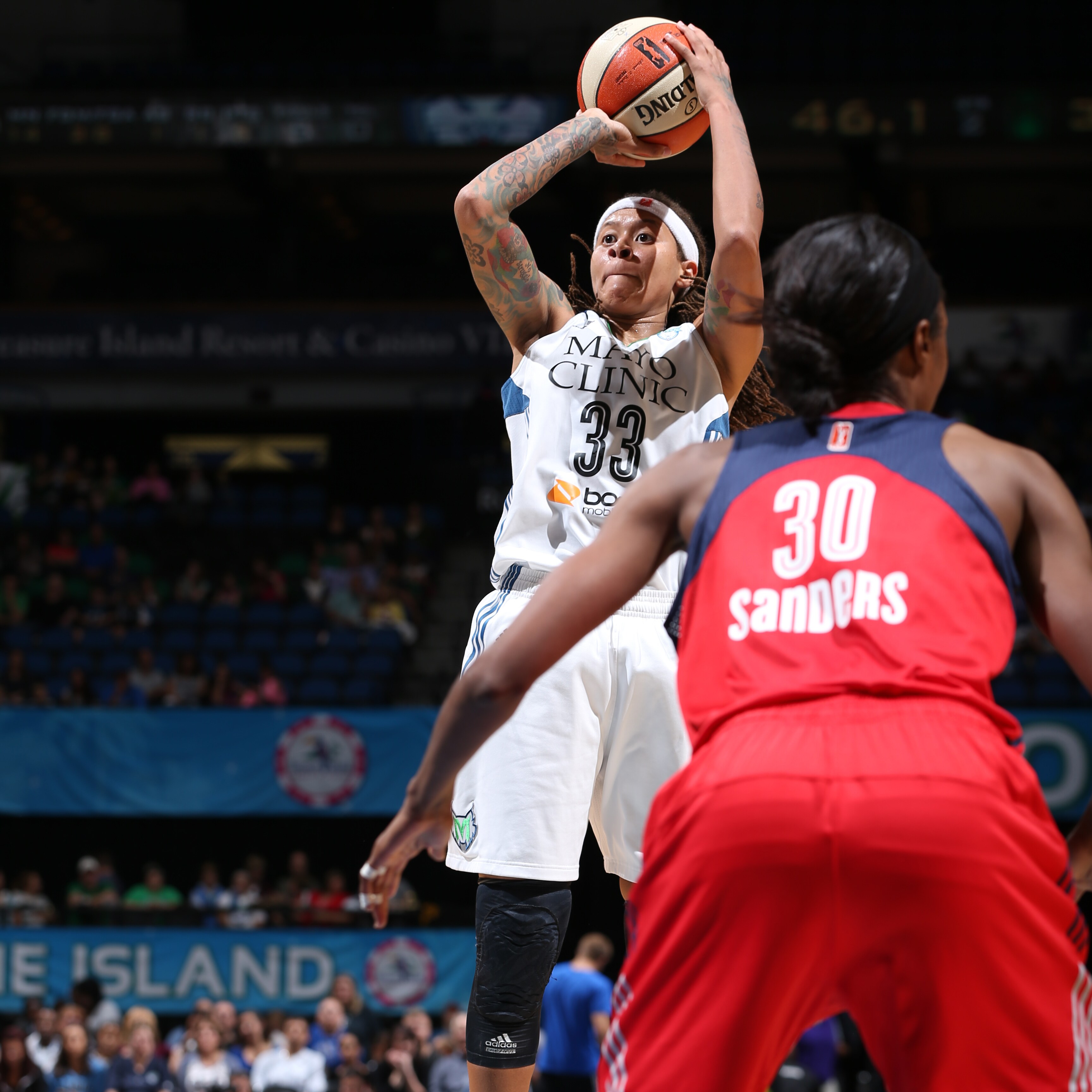 Lynx guard Seimone Augustus, playing in her first home game since a knee injury caused her to miss a month, played well for Minnesota, finishing with 11 points and two rebounds in Minnesota's 79-61 loss to the Washington Mystics.