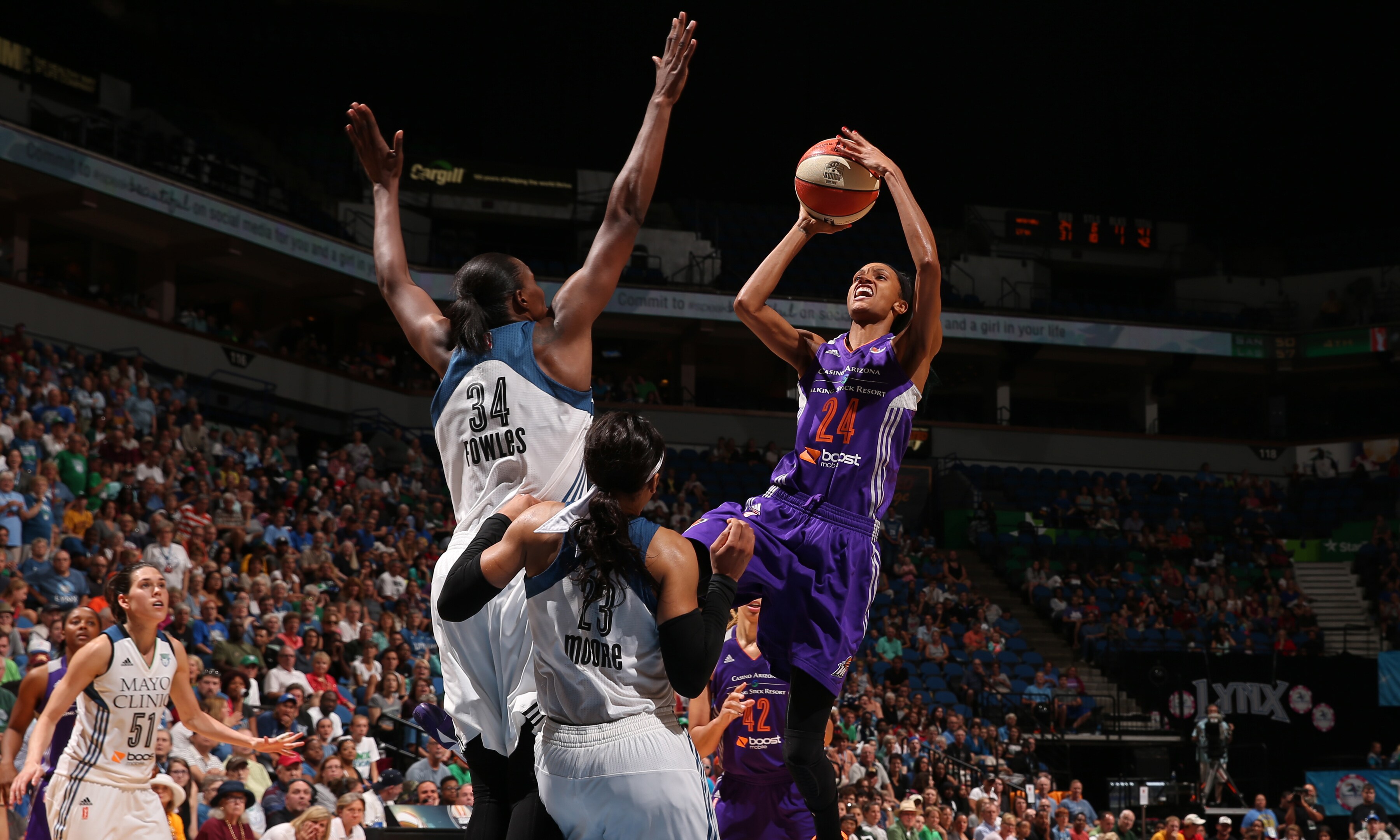 Mercury forward DeWanna Bonner entered Sunday night's game as the fifth-leading scorer in the league and finished with  15 points, six rebounds and four assists.