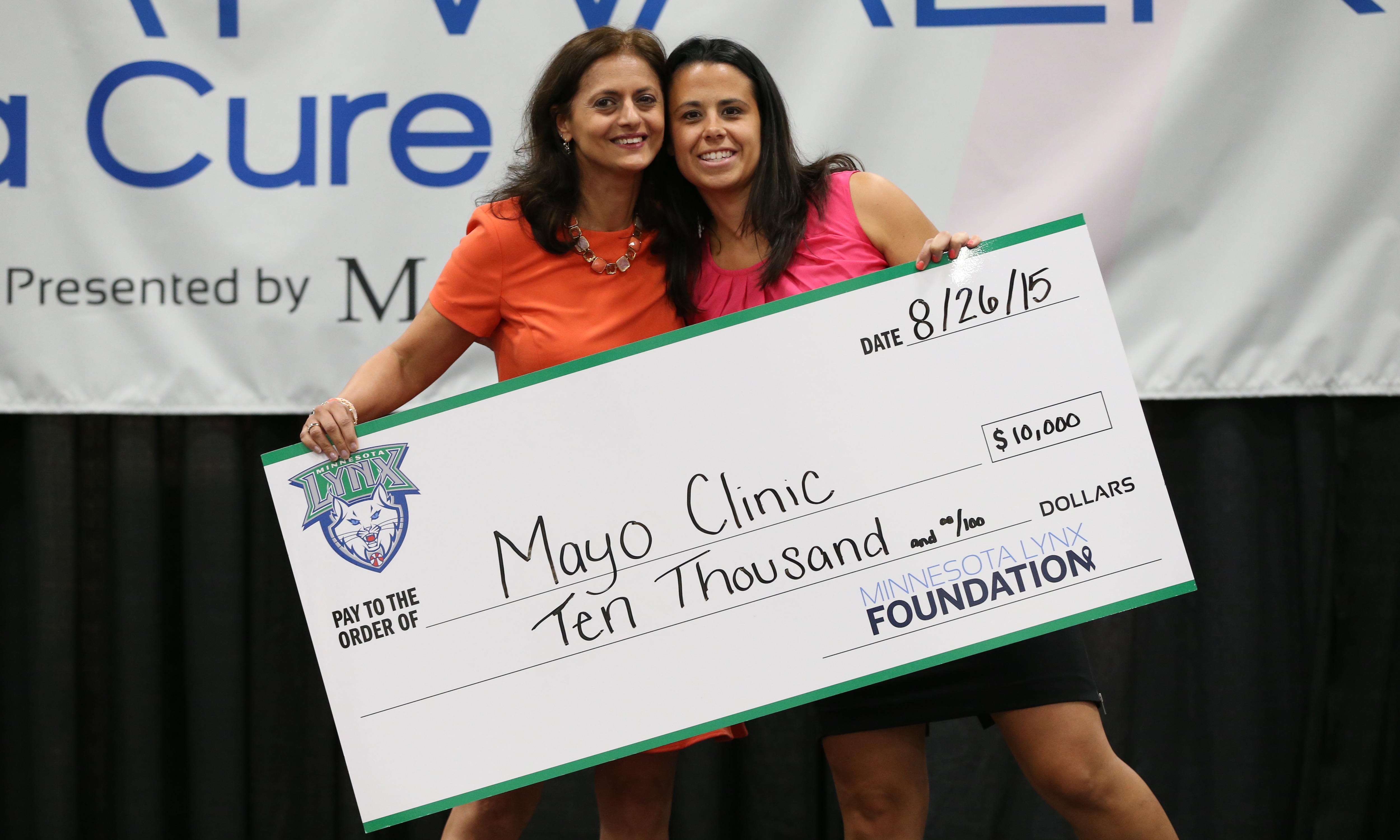 The Lynx presented Mayo Clinic with a $10,000 grant in support of the clinic's breast cancer research and care programs