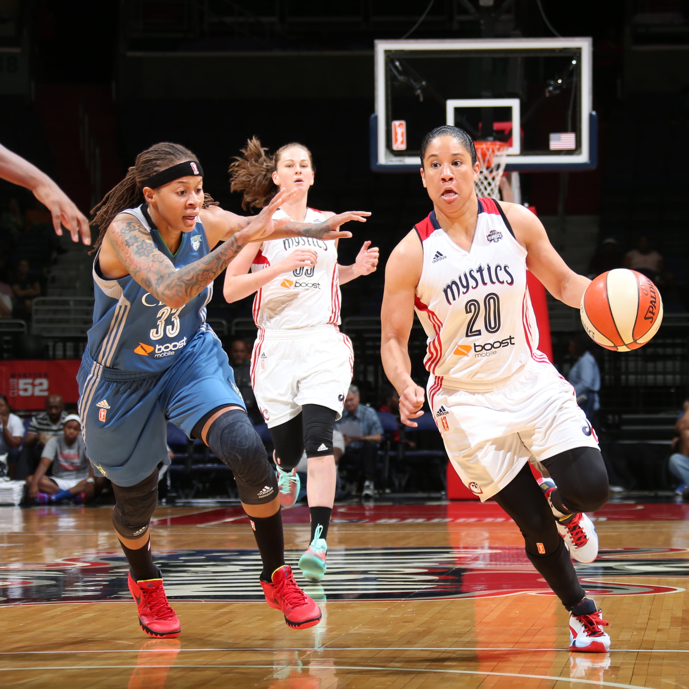 Mystics guard Kara Lawson had a solid game against the Lynx, finishing with 15 points, four rebounds and two assists.