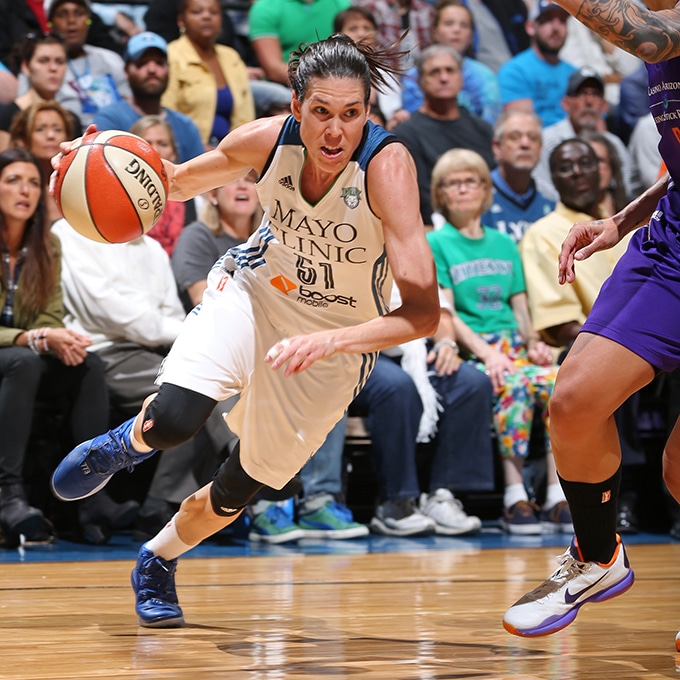 MINNEAPOLIS, MN - SEPTEMBER 24: Anna Cruz #51 of the Minnesota Lynx drives to the basket against the Phoenix Mercury during Game One of the WNBA Western Conference Finals on September 24, 2015 at Target Center in Minneapolis, Minnesota. NOTE TO USER: User expressly acknowledges and agrees that, by downloading and or using this Photograph, user is consenting to the terms and conditions of the Getty Images License Agreement. Mandatory Copyright Notice: Copyright 2015 NBAE (Photo by David Sherman/NBAE via Getty Images)