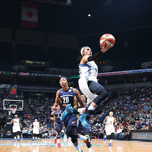 MINNEAPOLIS, MN - OCTOBER 6: Maya Moore #23 of the Minnesota Lynx shoots the ball against the Indiana Fever during Game Two of the 2015 WNBA Finals on October 6, 2015 at Target Center in Minneapolis, Minnesota. NOTE TO USER: User expressly acknowledges and agrees that, by downloading and or using this Photograph, user is consenting to the terms and conditions of the Getty Images License Agreement. Mandatory Copyright Notice: Copyright 2015 NBAE (Photo by David Sherman/NBAE via Getty Images)