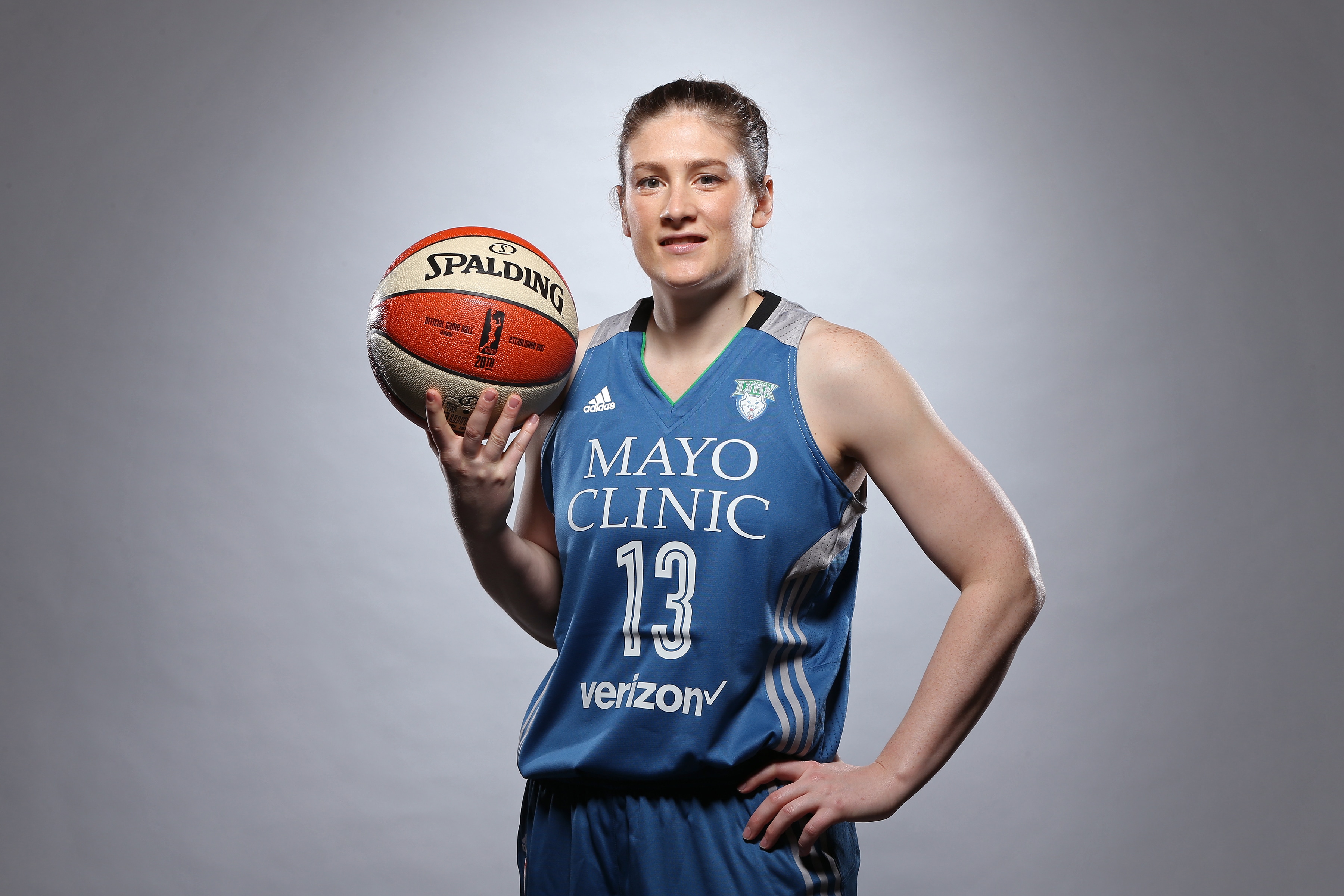 MINNEAPOLIS, MN - MAY 2: Lindsey Whalen #13 of the Minnesota Lynx poses for a portrait during 2016 Media Day on May 2, 2016 at the Minnesota Timberwolves and Lynx Courts at Mayo Clinic Square in Minneapolis, Minnesota. NOTE TO USER: User expressly acknowledges and agrees that, by downloading and or using this Photograph, user is consenting to the terms and conditions of the Getty Images License Agreement. Mandatory Copyright Notice: Copyright 2016 NBAE (Photo by David Sherman/NBAE via Getty Images)