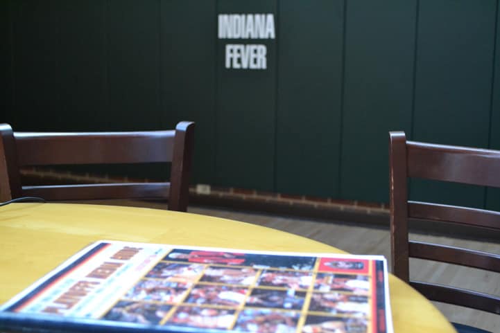 Last year's playoff media guide sits on a table.