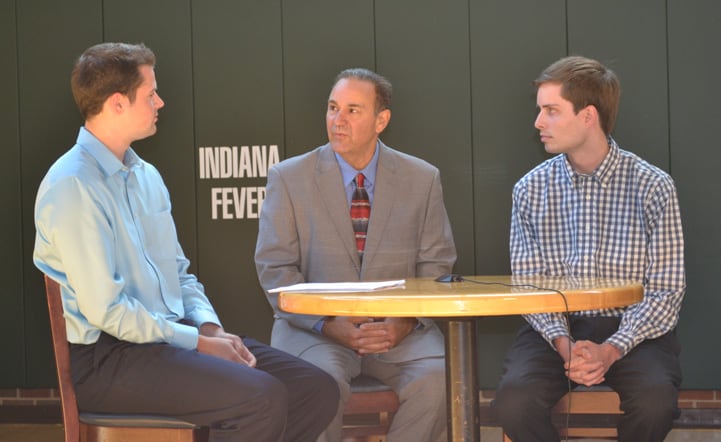 Assistant Coach Gary Kloppenburg talks with feverbasketball.com during Indiana Fever Media Day.
