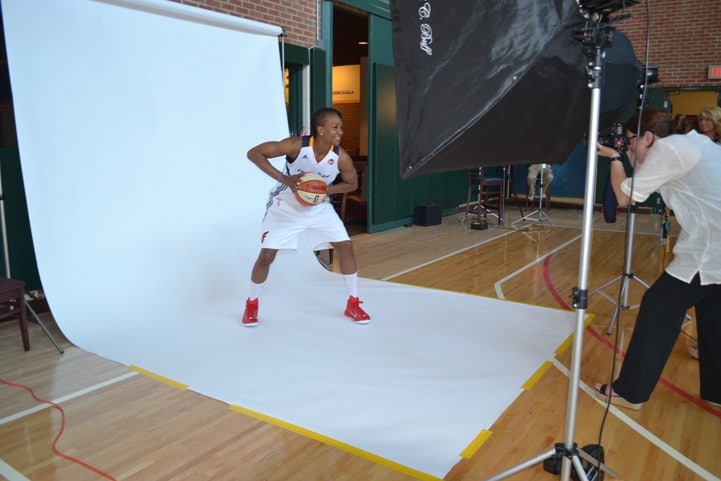 Tamika Catchings poses for a photo during Indiana Fever Media Day.