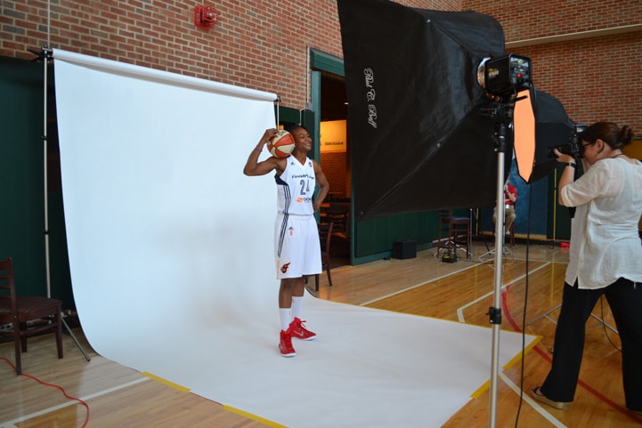 Tamika Catchings poses for a photo during Indiana Fever Media Day.
