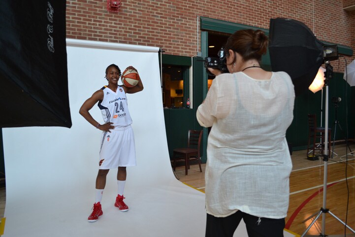 Tamika Catchings poses for a photo during Indiana Fever Media Day.