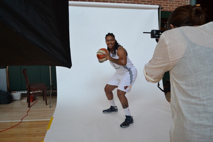 Erlana Larkins poses for a photo during Indiana Fever Media Day.