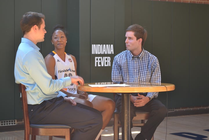 Briann January talks with feverbasketball.com during Indiana Fever Media Day.