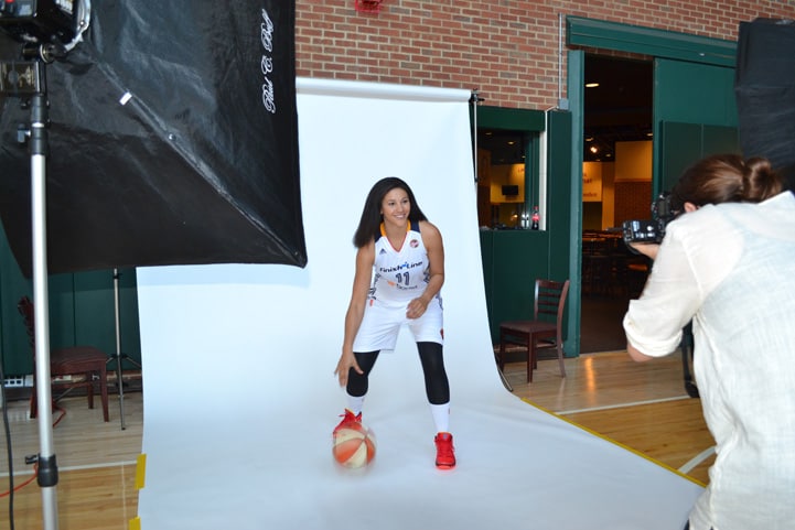 Natalie Achonwa poses for a photo during Indiana Fever Media Day.