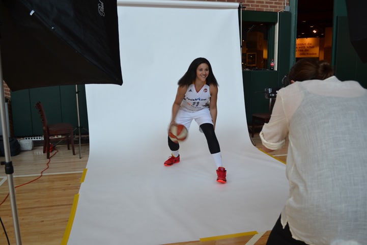 Natalie Achonwa poses for a photo during Indiana Fever Media Day.